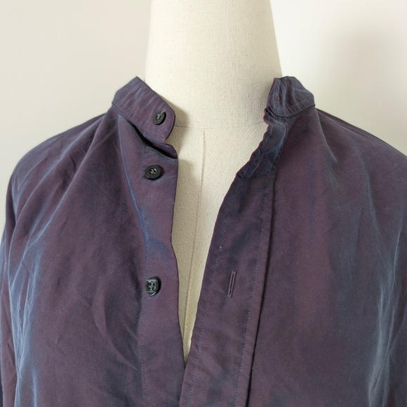 Irridescent Button Down Blouse Long Sleeve Loose Relaxed Fit Sheen Shiny - Picture 4 of 9